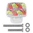 thumbnail image 1 of 4 Pieces Set Drawer Pulls Handle Square Wardrobe Cabinet Knobs with Stainless Steel Screws Furniture Kitchen Decor, 1 of 5