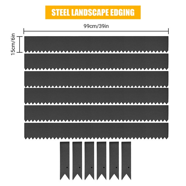 20 ft Landscape Edging Outdoor Black Border Heavy Duty Steel Lawn