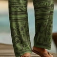 thumbnail image 4 of Tsivenald Linen Pants for Men Straight Leg Daily Trousers with Tribal Print and Elastic Waist Drawstring Mens Casual Pants, 4 of 5