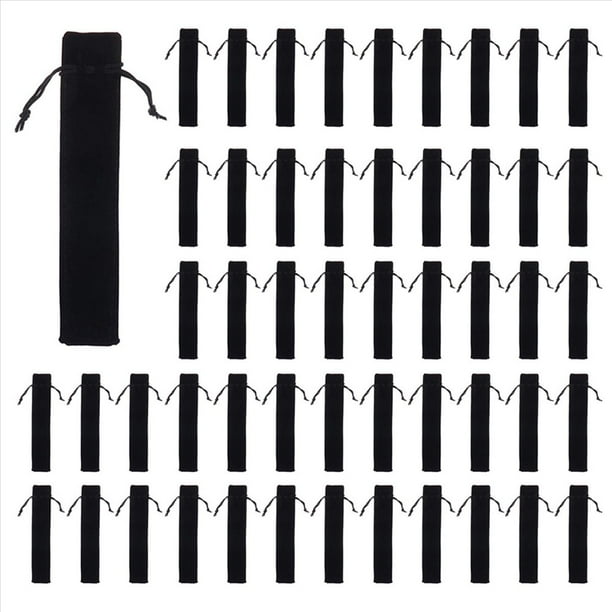 Bolsa de Terciopelo de BolíGrafo de 500 Piezas Bolsa con CordóN Negro Soporte de BolíGrafo Individual de Embalaje para Regalo de Negocios de Oficina Escolar