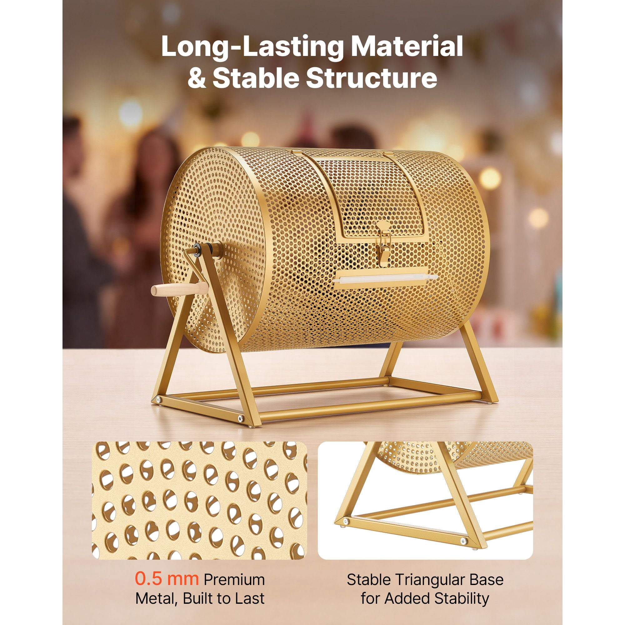 Raffle Ticket Spinner with 360° Rotation, 5000 Ticket Capacity, Magnetic Handle, Triangular Base, for Events Parties Raffles