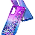 thumbnail image 4 of Nagebee Case for Samsung Galaxy A33 5G with Tempered Glass Screen Protector (Full Coverage), Sparkle Glitter Liquid Bling Diamond [Ring Holder & Wrist Strap] Women Girls Cute Case (Purple/Blue), 4 of 5