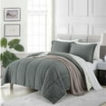 thumbnail image 2 of Peace Nest 3PC Reversible Sherpa Down Comforter Set with Solid Color, Dark Gray, King, 2 of 6
