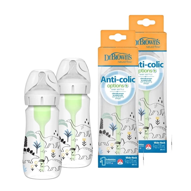 Pack 2 Biberones Boca Ancha Dr Brown’s Options+ 9oz/270ml Dino