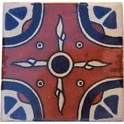 4.2x4.2 Navajo Talavera Mexican Tile, Set of 9 pcs