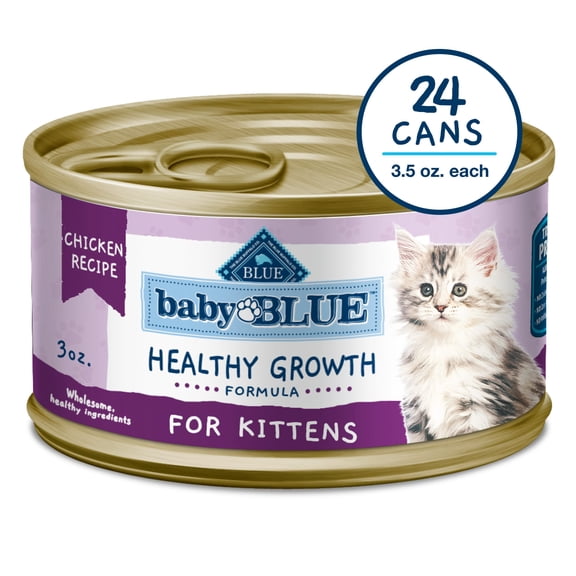 Blue Buffalo Baby Blue Healthy Growth Formula with DHA, Chicken Recipe Natural Kitten Wet Food, 3 oz., Case of 24