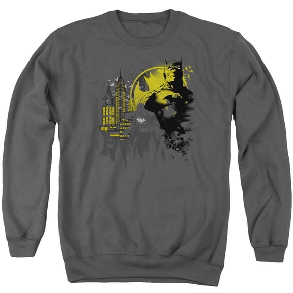 Batman The Dark City Adult Crewneck Sweatshirt Charcoal