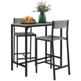 thumbnail image 1 of 3-Piece Industrial Bar Table Set with 2 High Back Stools, Grey MDF and Steel Frame Counter Height Bistro Set for Kitchen, Dining Room, Indoor or Outdoor Use, 35" L Table, 1 of 7