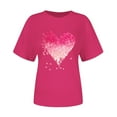 thumbnail image 6 of Itsame Short Shirt Sleeved for Womens Heart Printed T-Shirt Tops Round Neck T Shirt Hot Pink Size M, 6 of 8