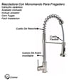 thumbnail image 2 of Llave Monomando Rubinett Fregadero O Tarja Cocina Acero Inoxidable 304 Industrial Cromado, 2 of 3