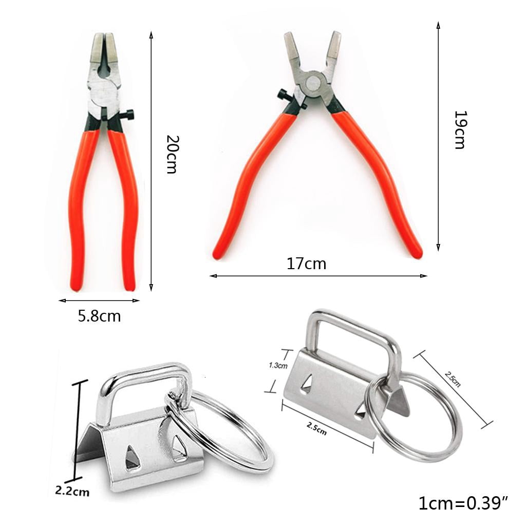 Tizuqe 50 Pieces 1 Inch for Key Fob Hardware Set with Split Rings Pliers Tail Clips for Luggage Wristlet Clamp Lanyard Keychain DIY Making Supplies