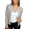 thumbnail image 1 of Blazer de Fête Décoration à Sequins Col Rond Manches Longues Ajusté Cardigan Habillage Mode Urbaine Femmes, 1 of 5