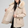 thumbnail image 6 of JGGSPWM Women's Winter Warm Puffer Coat Drawstring Waist with Pockets, Faux Furry Collar Jacket for Cozy Style Beige M, 6 of 6