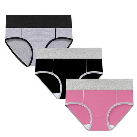 ATOYSOY Women s Period Underpants Plus Size Hip Lifting Cotton Panties  3 Pack Stretchy Solid Leak Proof Panty Comfy Shapewear Control Briefs for Ladies Multipack Clearance Pink L