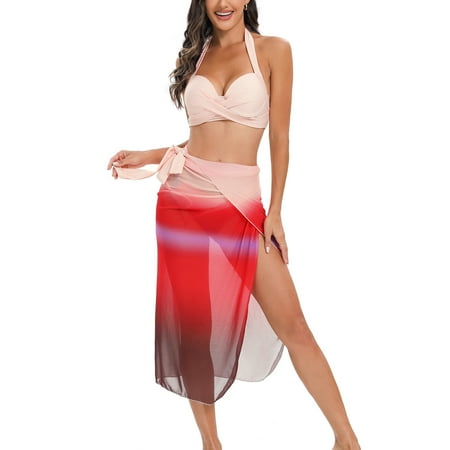 Summer Savings Clearance! Edvintorg 3Pcs Bathing Suit Women Fashion Matching Multi-Color Printed Swimsuits Bikini Set Tight Fitting Gathering Swimsuit With Cover Up