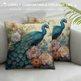 thumbnail image 3 of Creowell  Watercolor Peacock Vintage Background Decorative Throw Pillow Covers Square, Pillowcase Protectors Cushion Cover for Home Sofa Couch Chair Back Seat, 3 of 5