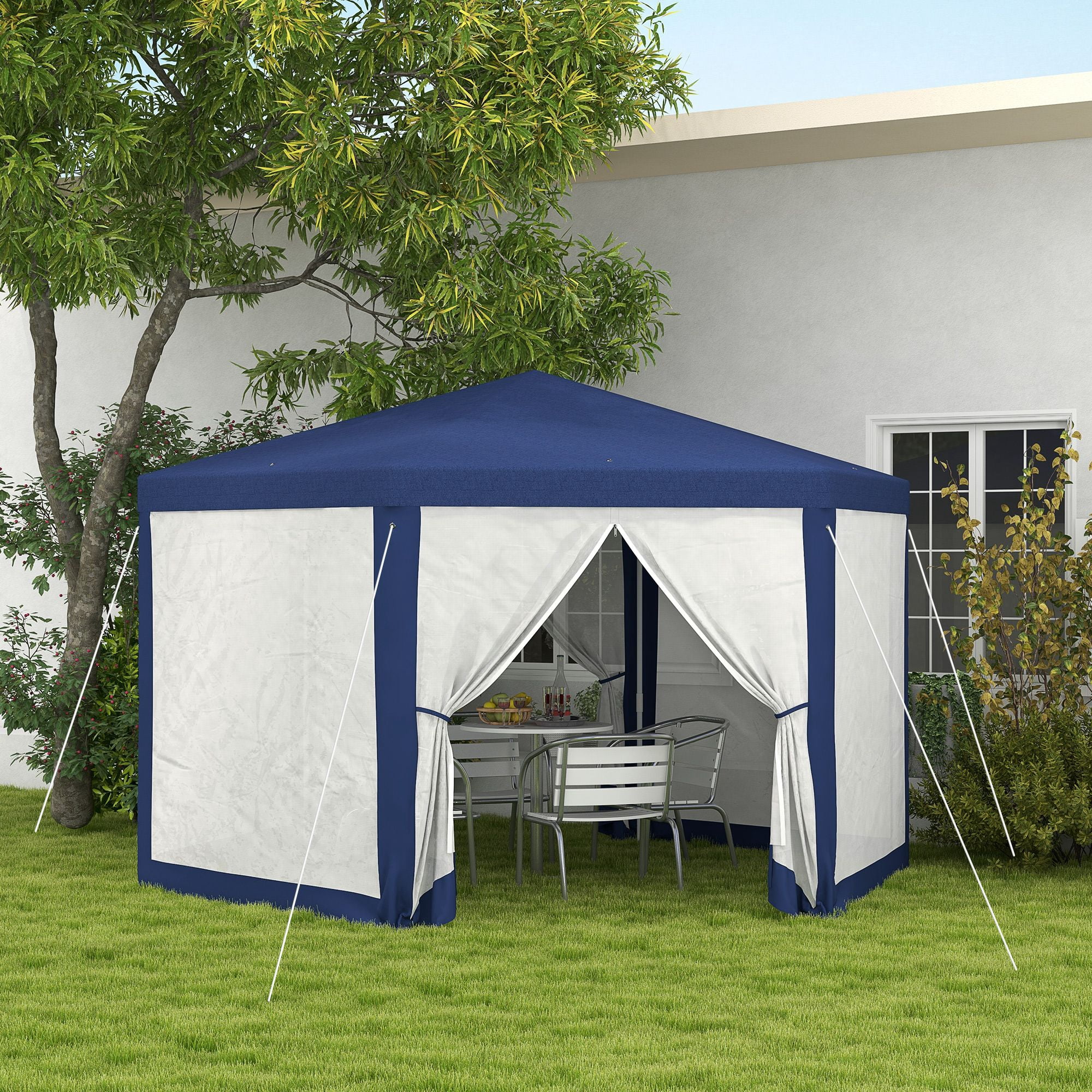 Dranite 13' x 11' Hexagon Outdoor Party Tent,Includes Ropes & Stakes for Stability