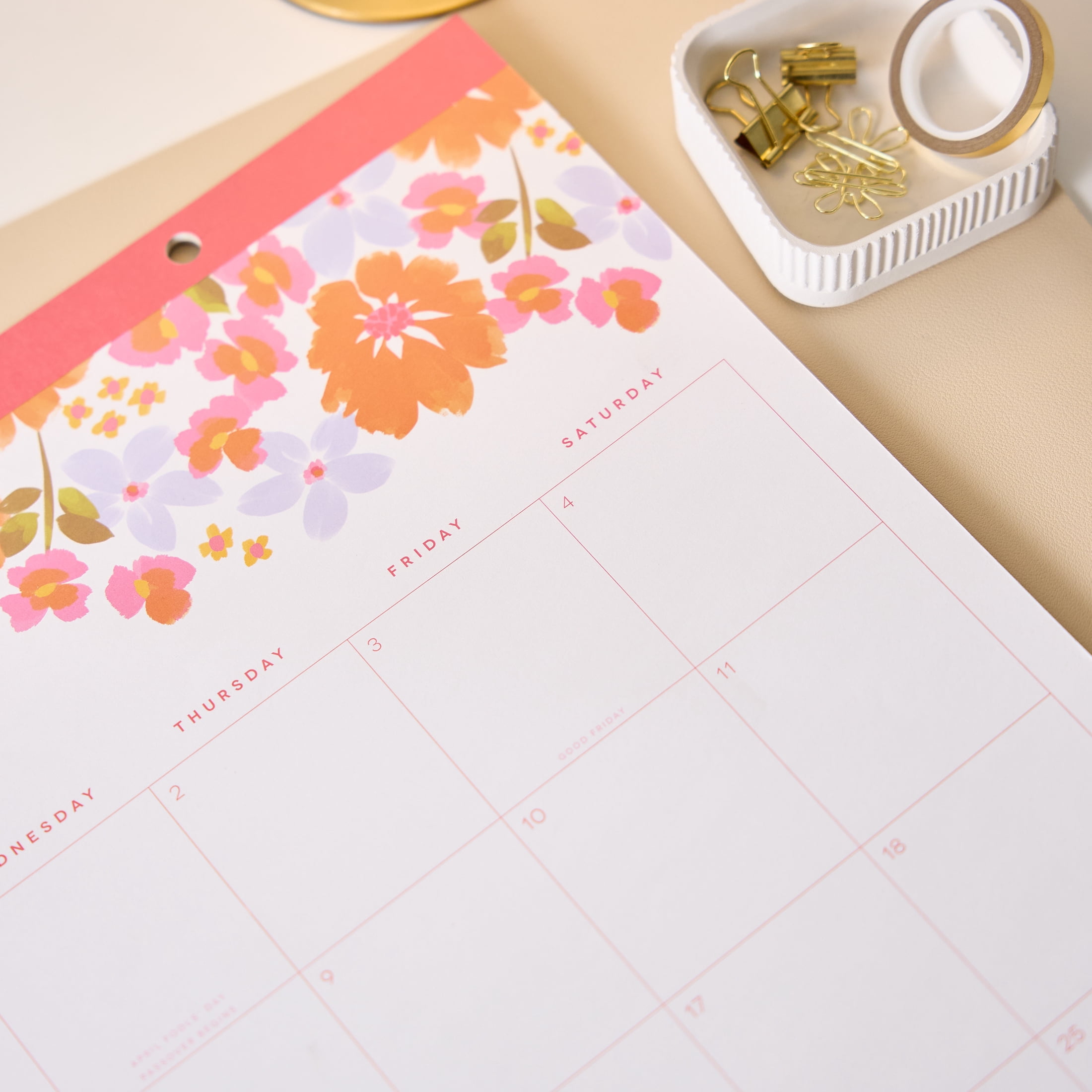 Organized by Happy Planner Monthly Weekly Desk Calendar (22" x 17") Sunshine Blooms 15-Month April 2026-June 2027, Large size