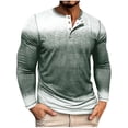 thumbnail image 2 of Blusas y camisas de manga larga con cuello redondo y degradado para hombre, blusas casuales con botones y cuello redondo, blusas de poliéster para hombre, 2 of 7