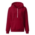 thumbnail image 4 of Daznico Women's Half Zip Hoodie Sweatshirt Oversized Long Sleeve with Kangaroo Pocket Soft Lightweight Athleisure Top for Wear,XL, 4 of 4