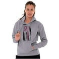 thumbnail image 3 of Breast Cancer Pink Line American Flag Hoodie Sweatshirt Women Brisco Brands M, 3 of 6