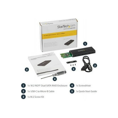 StarTech.com - USB 3.1 Drive Enclosure for M.2 NGFF Solid State Drives - Black/Silver