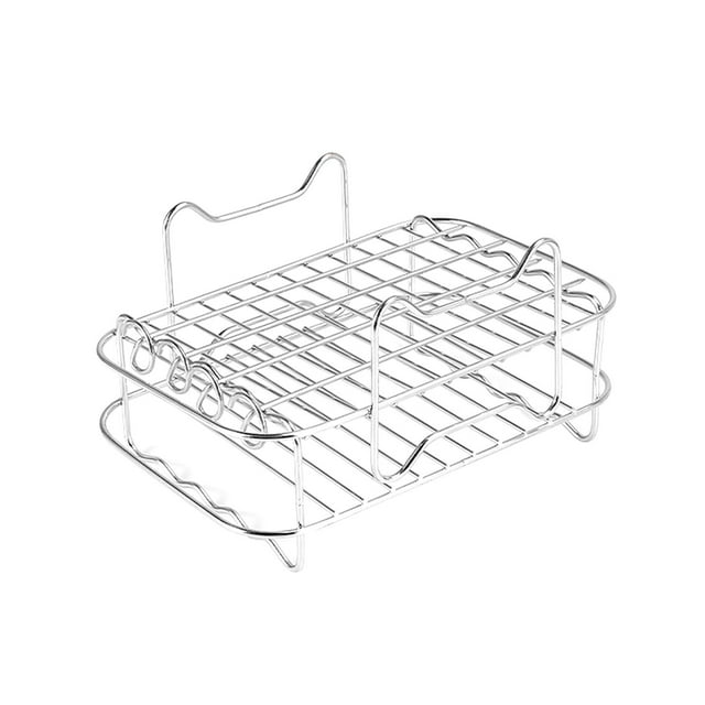 GUOOL Air Fryer Rack Double Layer Rack with Skewer for Stockpot Baking and Cooking