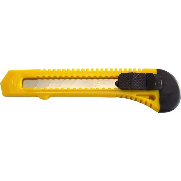 Green, Red, or Yellow 18mm Utility Knife Retractable Box Cutter for Cartons,  Boxes, Cardboard 