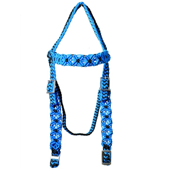 Hilason Horse Bridle Headstall Flat Braided Paracord Hilason Turquoise