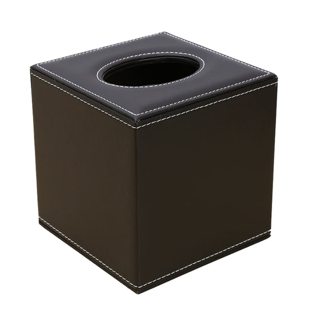 Soporte de caja de pañuelos de encimera cuadrada Servilleta de papel Cubierta de caja Cuero de PU Café Sunnimix Tapa del soporte del pañuelo facial