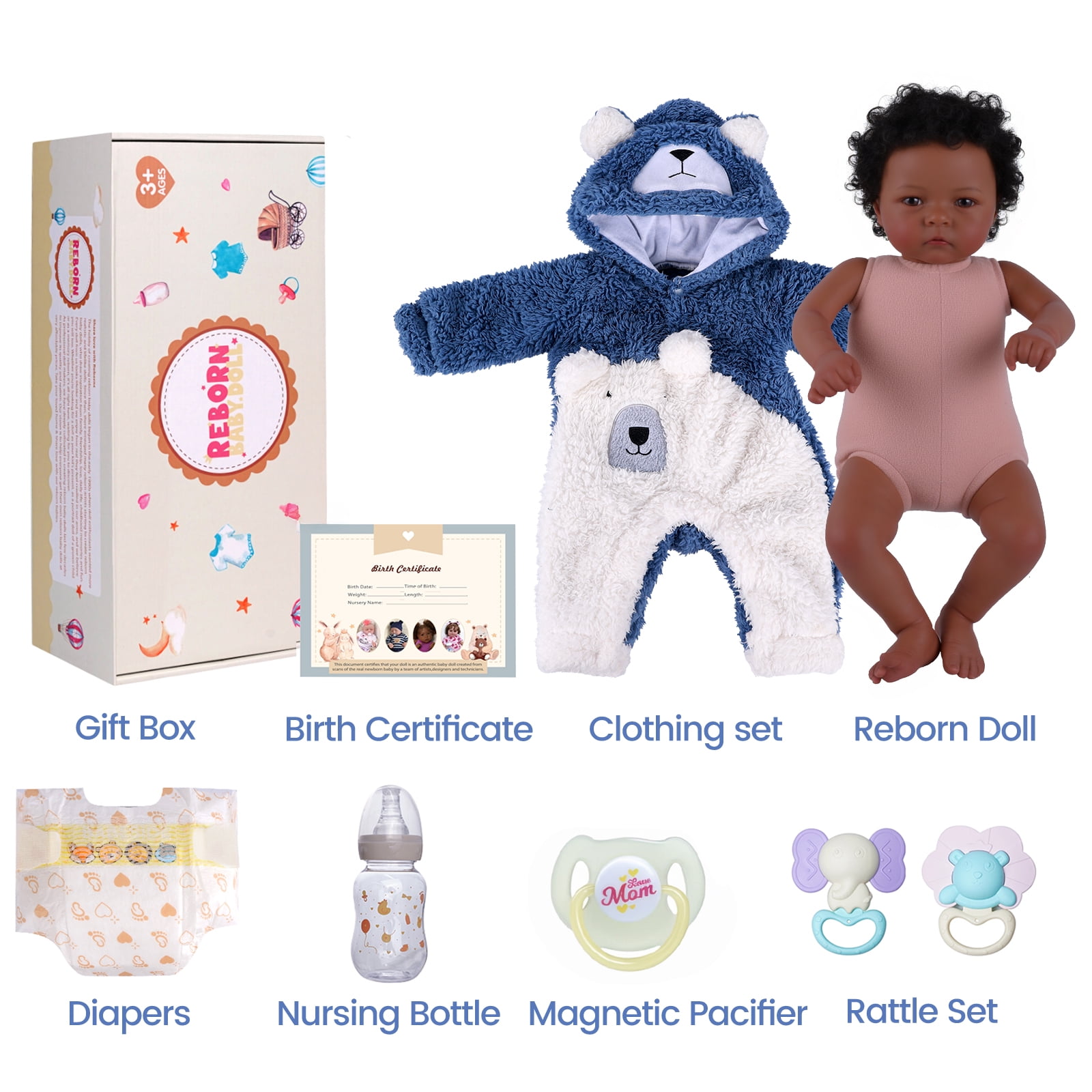 RSG 17-inch Lifelike Reborn Baby Dolls - Adorable Playful Real Life - Real Baby Feeling Baby Dolls with Gift Box for Kids Age 3 +