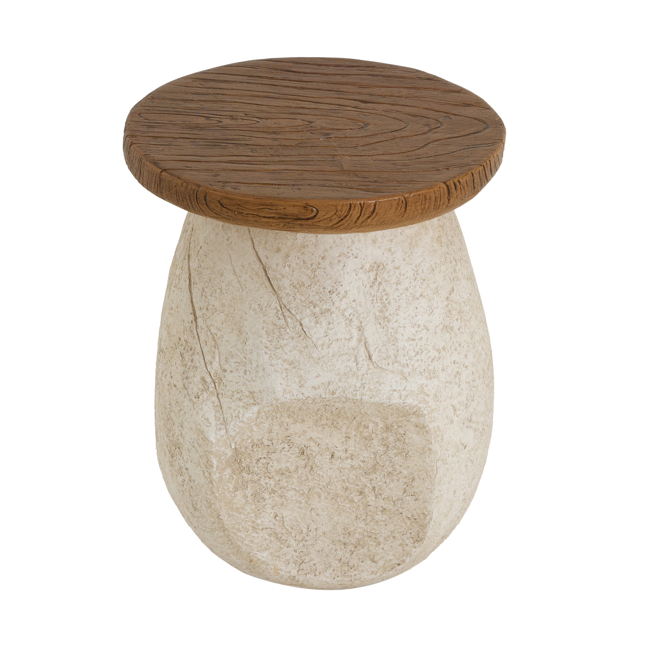 Christopher Knight Home Outdoor MGO Accent Side Table, Pear-Shape with Faux Wood Grain Top, Beige
