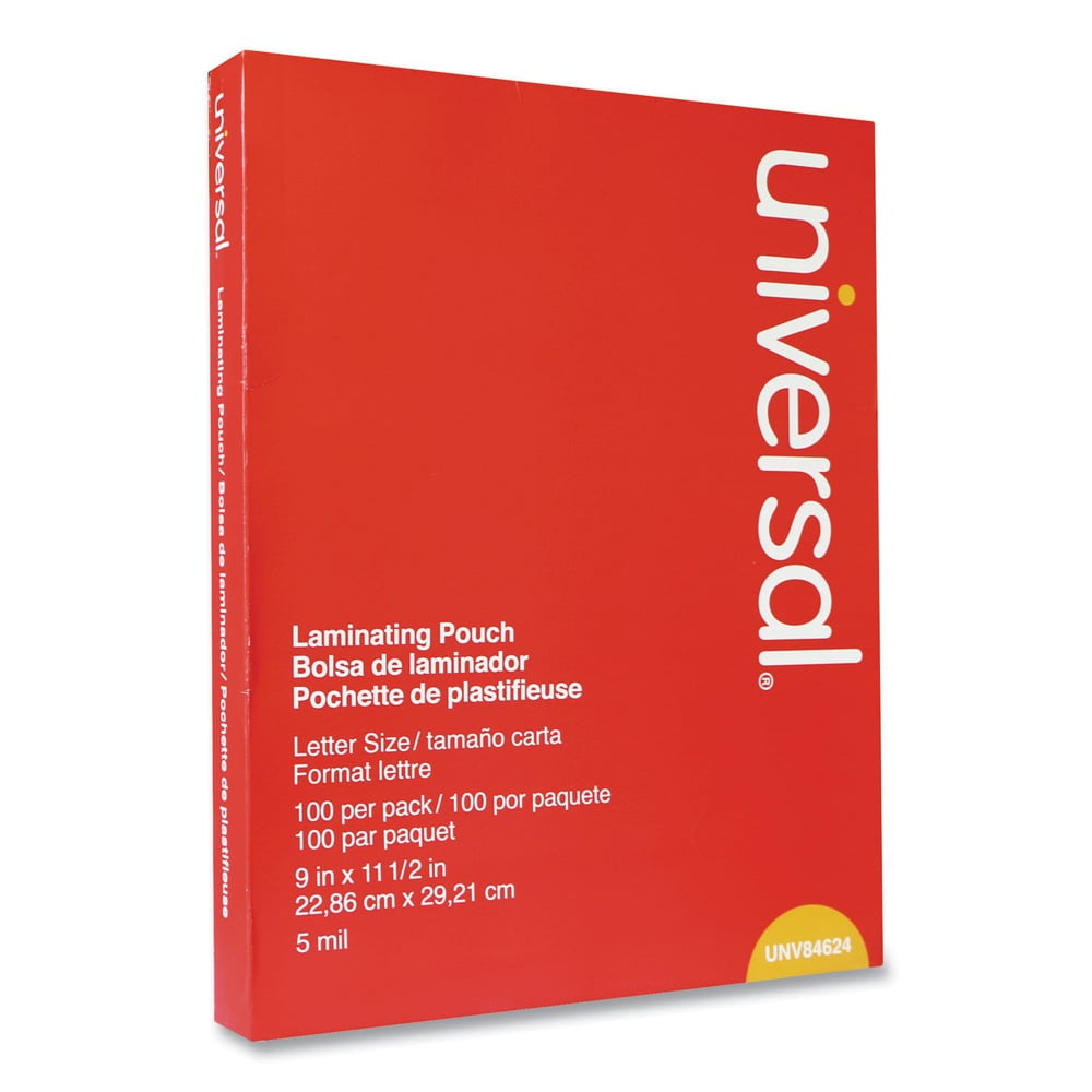 Universal UNV84624 9 in. x 11.5 in. 5 mil Laminating Pouches - Gloss Clear (100/Pack)