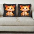 thumbnail image 3 of Set of 2 18x18in Throw Pillow Covers with Cartoon Cat Design - Vibrant Orange & White Stripes Perfect for Couch Bed or Car, 3 of 8