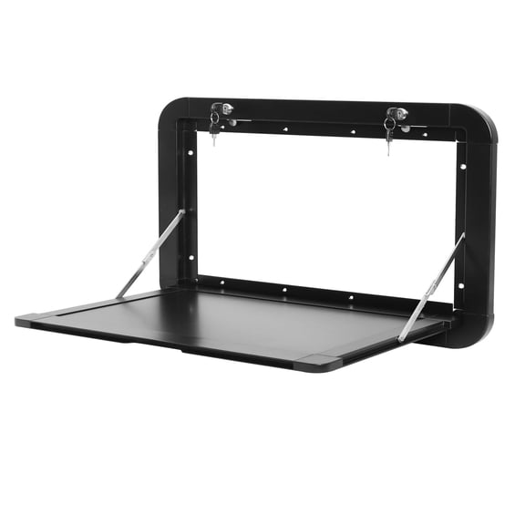 Black RV Exterior Table - 23.4x16 Inch Foldable Wall Mount Workstation with Latch Lock,55lb Load Capacity for Camper, RV, BBQ  Outdoor Use