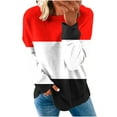 thumbnail image 2 of Virmaxy Sweat à Capuche Sans Capuche pour Femmes Style Simple Rayé Imprimé Col Rond Manches Longues Pull Automne et Hiver Mode Décontractée Rouge S, 2 of 5