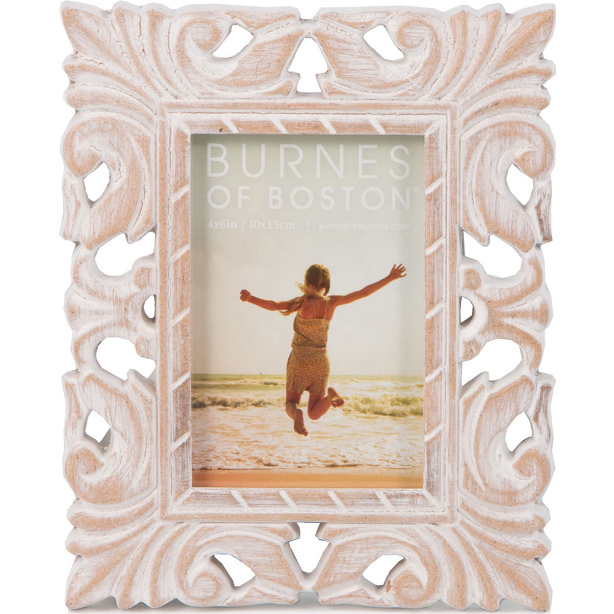 Burnes Of Boston Picture 4x6 Frame, Carved Wood/White Wash Walmart