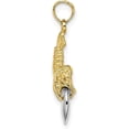 thumbnail image 2 of 14K Yellow Gold with White Rhodium Moveable Lobster Charm - 24mm, 2 of 6