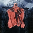 thumbnail image 5 of Halloween Flying Ghost Scary Creepy Hanging Sounding Floating Skeleton Ghost Animated Witch Halloween Haunted Shaking Ghost Props for Yard Bar Window Haunted House(Orange), 5 of 5