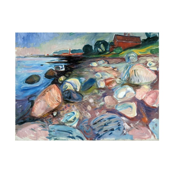 Edvard Munch 'Shore With Red House' Canvas Art