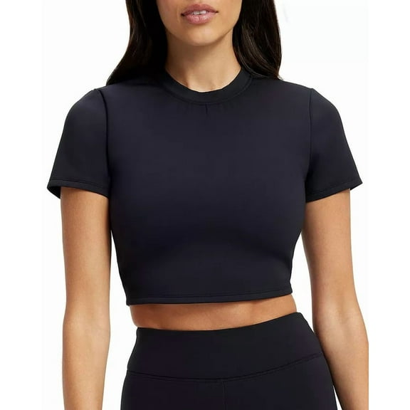 Good American BLACK Sculpt Cropped Swim Top, US 1/Small
