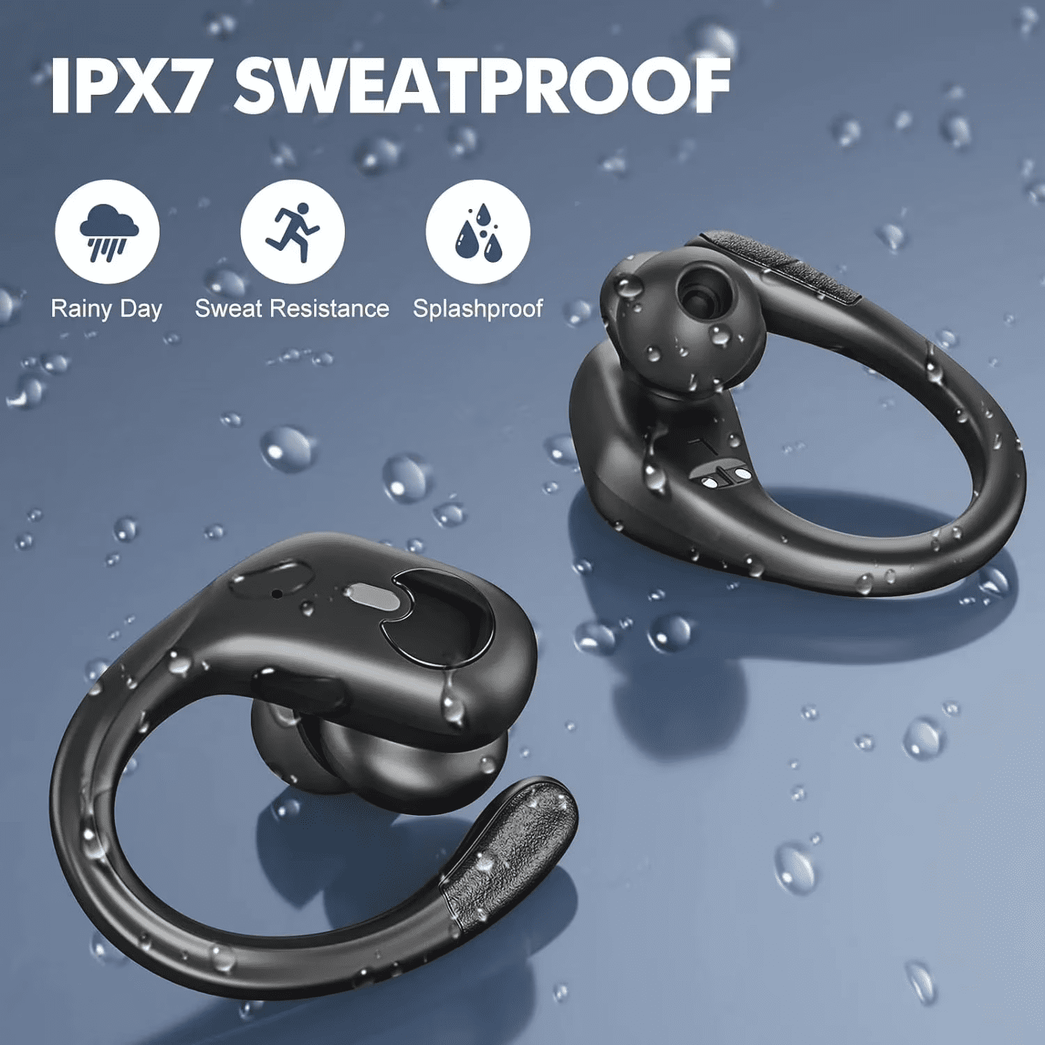 Wireless Earbuds 75Hrs Bluetooth 5.4 Headphones IP7 Waterproof for Sport, Running Wireless Earphones with ENC Noise Cancelling Mics, Deep Bass Over Ear bud with Earhooks for Android iOS, Workout, Gym