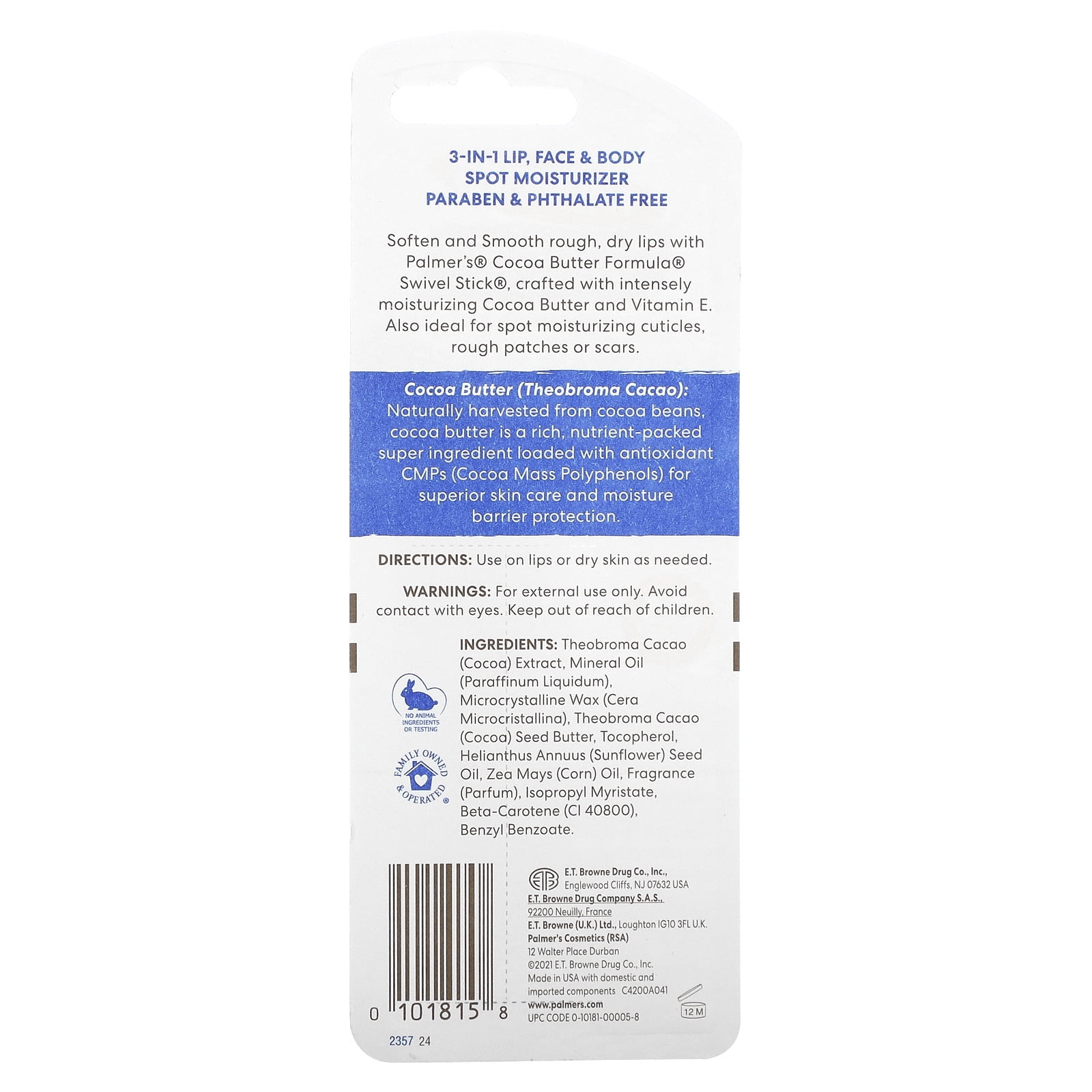 Palmers Cocoa Butter Formula Swivel Stick, 0.5 Oz., Pack of 12