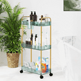 thumbnail image 4 of LLMRR 3-Tier Acrylic Rolling Utility Cart with Wheels, Multi-Functional Storage Trolley for Office, Mobile Shelving Unit Multifunction Rolling Utility Cart, Green, 4 of 6