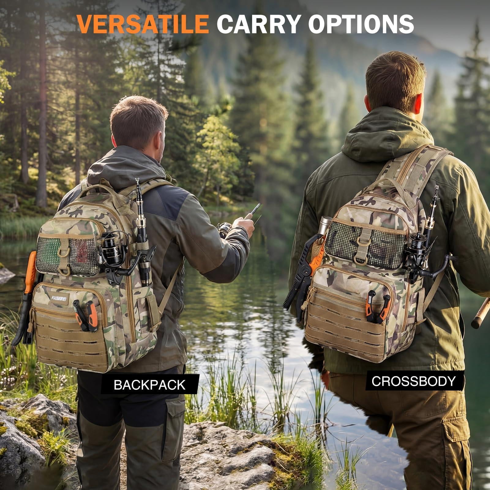 Fishing Gear Backpack With Tackle Box  Waterproof Rod Holders Lures Tools Pliers & Accessories Fish Gifts For Men