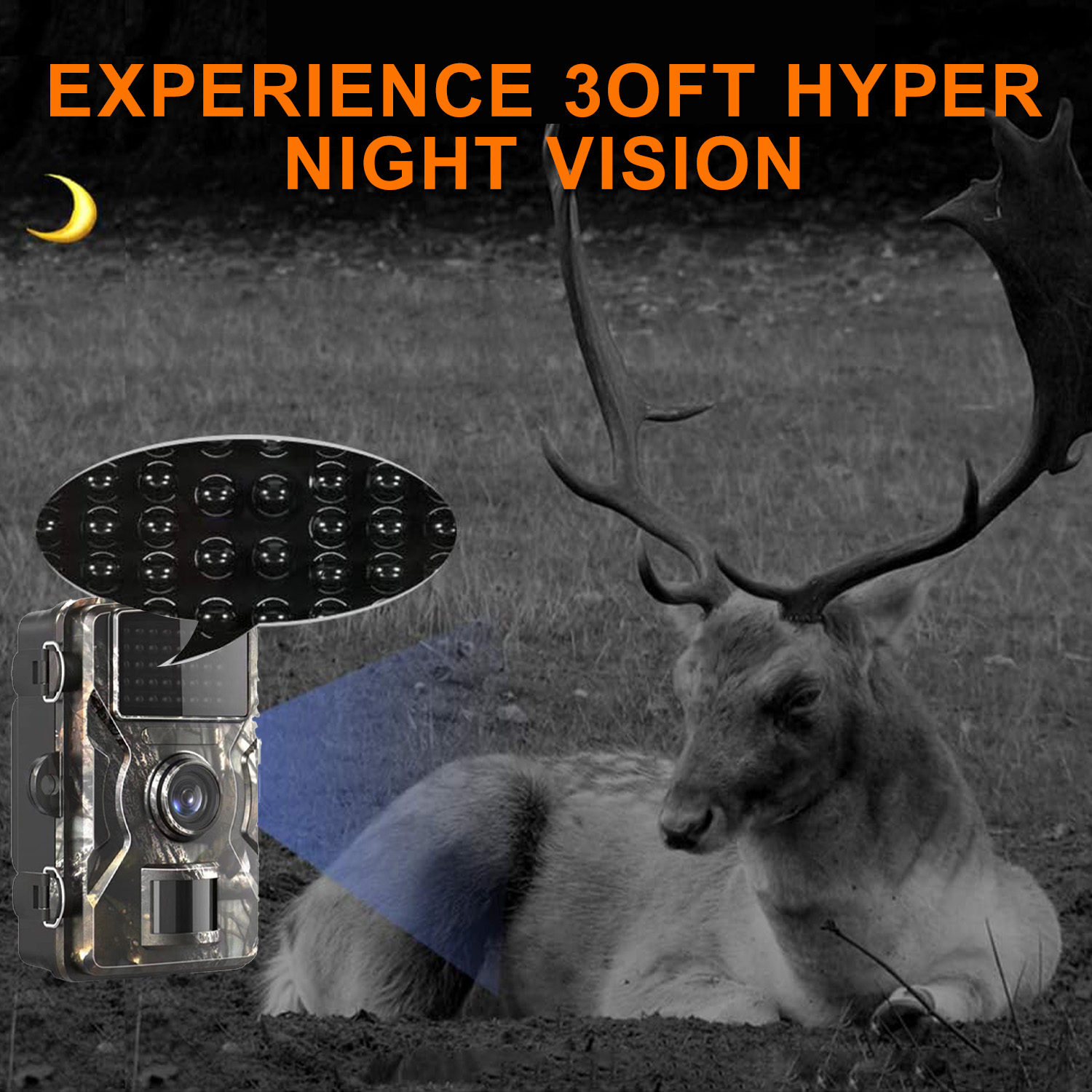 Trail Camera with 2K HD Night Vision Video & 36MP Resolution, 0.2s Ultra-Fast Trigger Speed, 130° Wide-Angle Lens, IP67 Waterproof for Wildlife Hunting & Monitoring