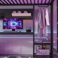 thumbnail image 6 of Bellemave Queen Size Metal Loft Bed with L-Shaped Desk, LED Z-Lights, Gaming Loft with USB Charging Station, Pull-Out Computer Tray, Full Loft Bed with Storage Stairs, No Box Spring Needed, Black, 6 of 13