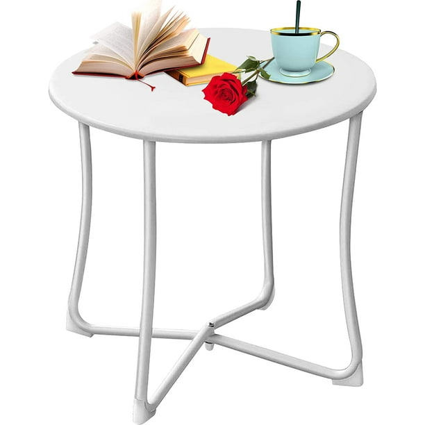 Amagabeli Metal Patio Side Table 18 X Heavy Duty Weather Resistant Anti Rust Outdoor End Small Steel Round Coffee Porch Snack For Balcony Garden Yard Lawn Cream White Amagabeli Metal Patio Side Table 18 X, Lime Green Metal Side Table