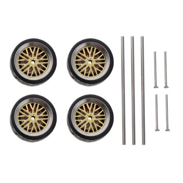 Vobumix 16 Juegos De Ruedas Y Neumáticos De Goma Para Coches Modelo 1/64 – Neumáticos Todoterreno Con Ejes – 4 Estilos Para Modificar Tus Coches