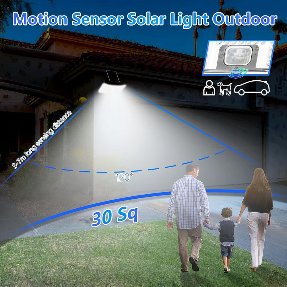 Solar Lights Outdoor, 2 Pack 5500LM Motion Sensor Solar Flood Lights Security Lights, Waterproof Outdoor Lights Solar Powered, 270° Wide Angle Flood Wall Lights for Yard,Patio,Garden,Garage